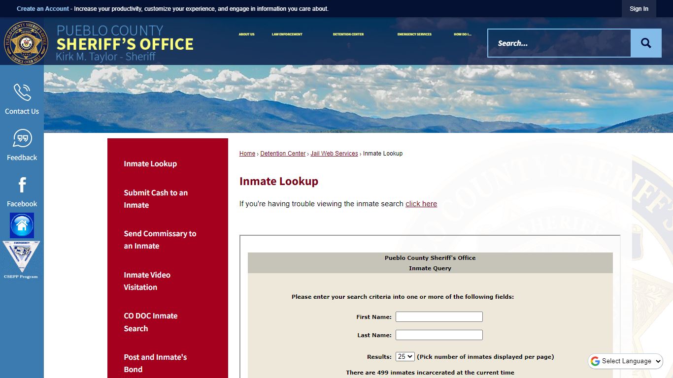 Inmate Lookup | Pueblo County Sheriff, CO